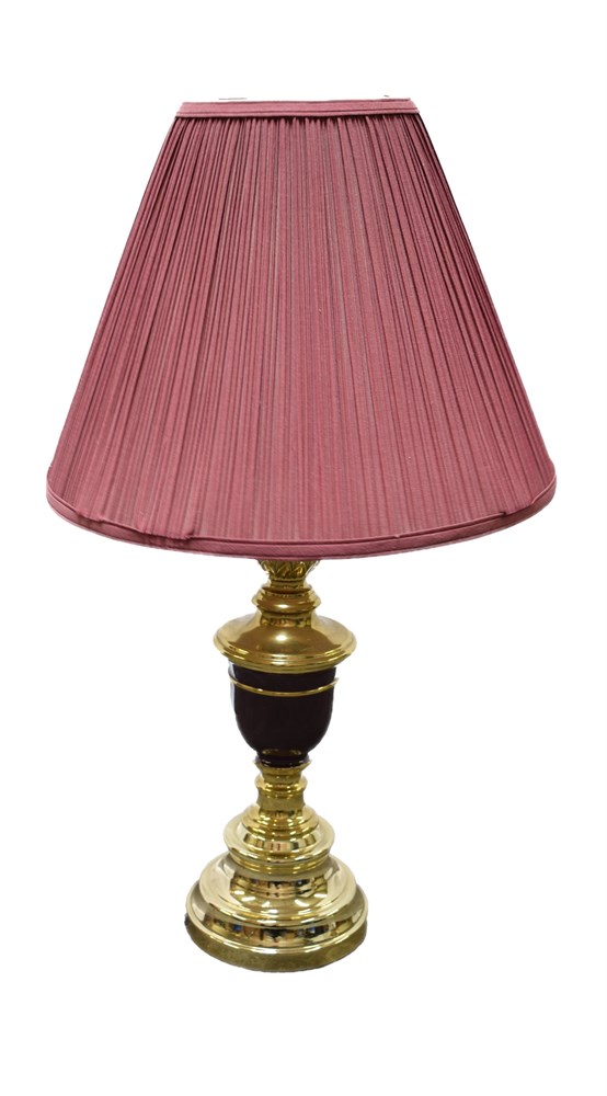 Placer Auctions Brass Lamp, Pleated Lampshade Auction