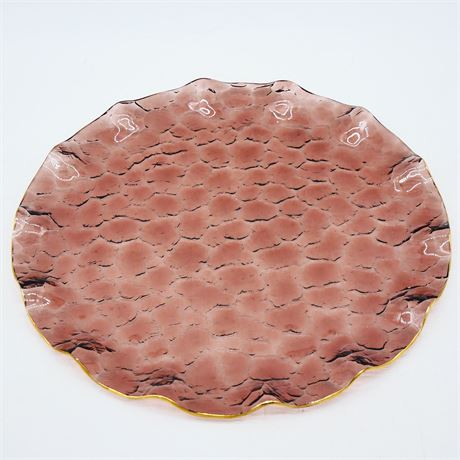 Textured Glass Pink Platter