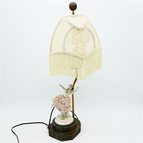 Vintage Table Lamp with Ceramic Ballerina