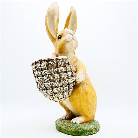 Large Bunny with Basket Sculpture