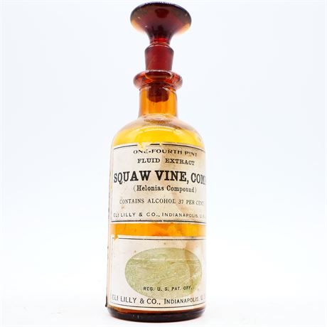 Vintage Squaw Vine Eli Lilly Labeled Medicine Bottle
