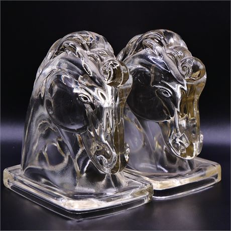 Clear Glass Horse Head (Set of 2)