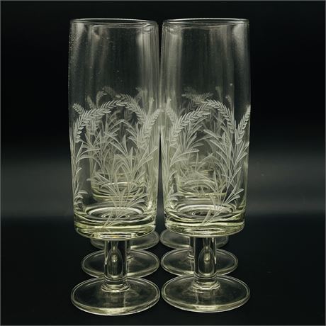 Stem Glasses with Wheat Design (Set of 6)