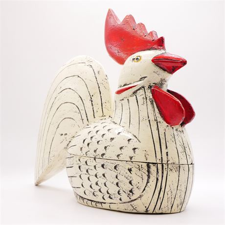 Neiman-Marcus Hand Carved Wood Chicken Box