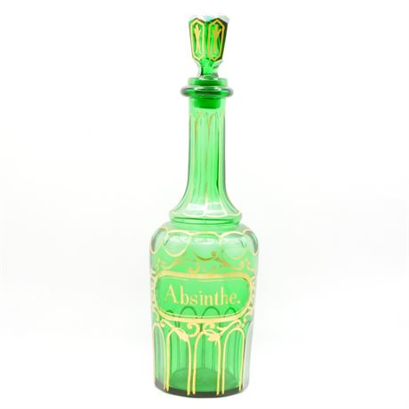 Antique Green "Absinthe" Vaseline Glass Decanter