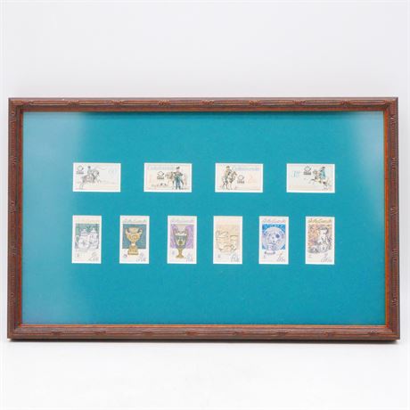 Framed Vintage Ceskoslovensko Stamp Collection