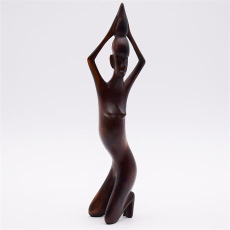 Hand Carved Rosewood Statue of a Woman