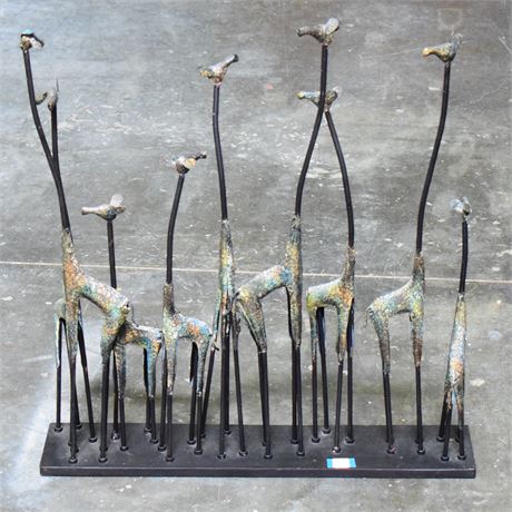 Metal Giraffe Herd Sculpture