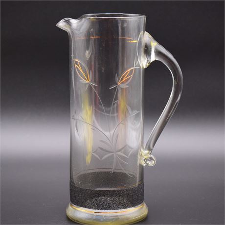 Mid Century Modern Etched Glass Martini Pitcher