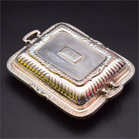 Small Monogramed Silver Dish with Lid
