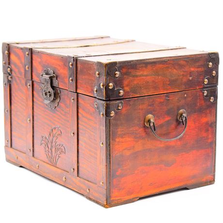Ornate Wooden Chest with Brass Fittings