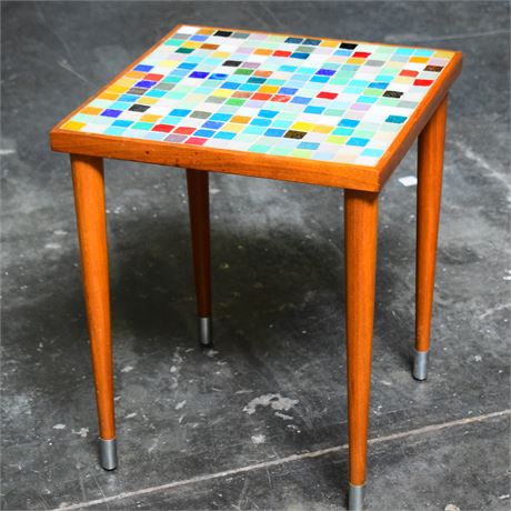 Mid Century Modern Mosaic Tile Side Table