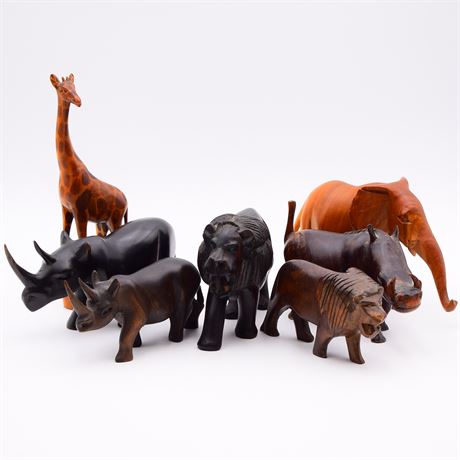 Lot of Assorted Hand Carved Wooden Animals
