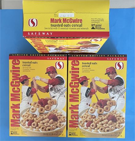 Mark McGwire Toasted Oats Cereal Limited Edition Lot (3) Unopened Boxes