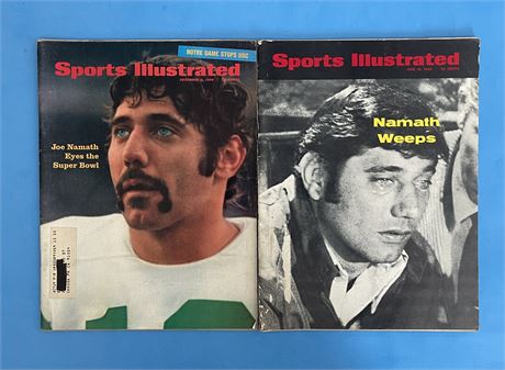 1968-69 Sports Illustrated Joe Namath Magazines Lot (2)