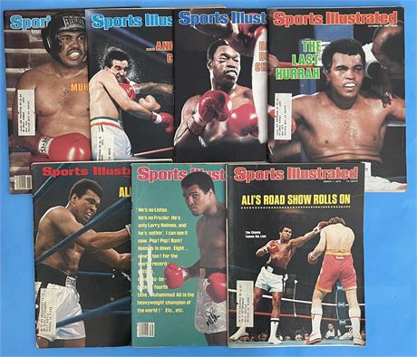 1970's-80's Sports Illustrated Boxing Magazines Lot (7) w/ Muhammed Ali