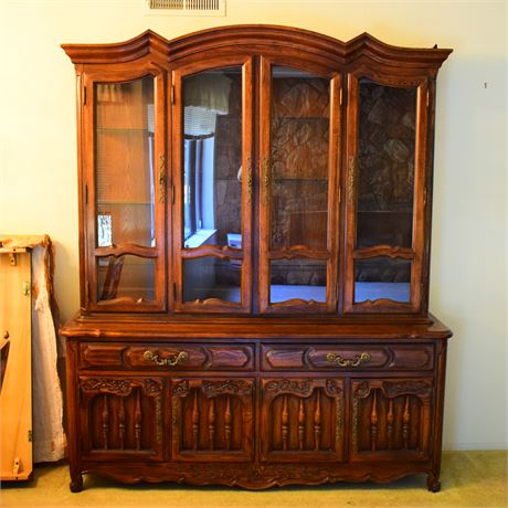 Thomasville China Cabinet with Buffet and Integrated Lighting
