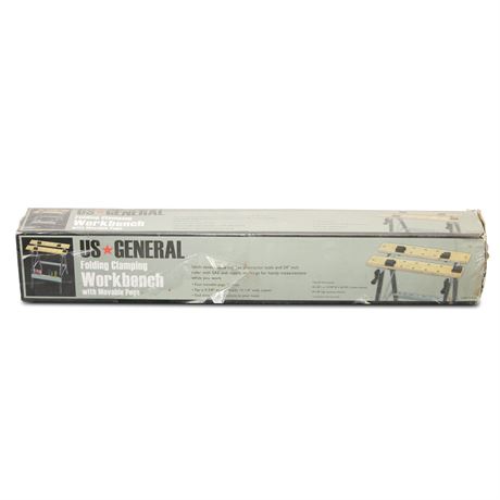 New In Box US General Folding Clamping Workbench with Movable Pegs