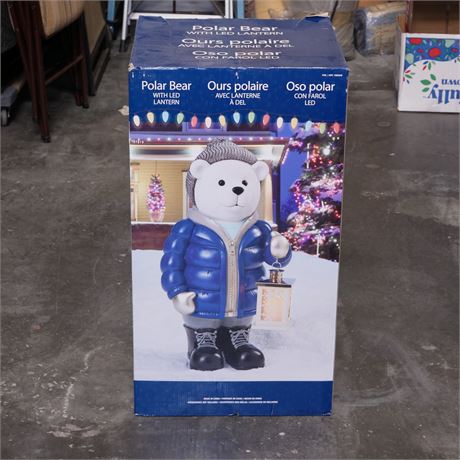 Polar Bear w/LED Lantern Holiday Decoration