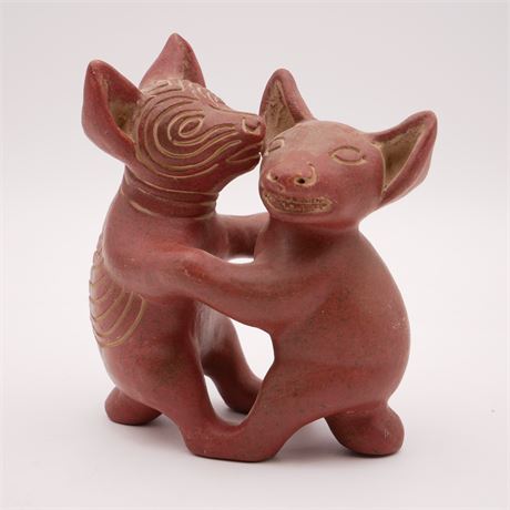 Dancing Dogs of Colima Pottery Statue