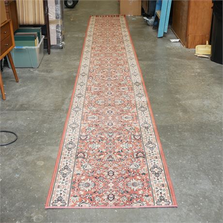 Extra-Long Hand-Knotted Medallion Border Persian Hallway Rug 210" x 27"