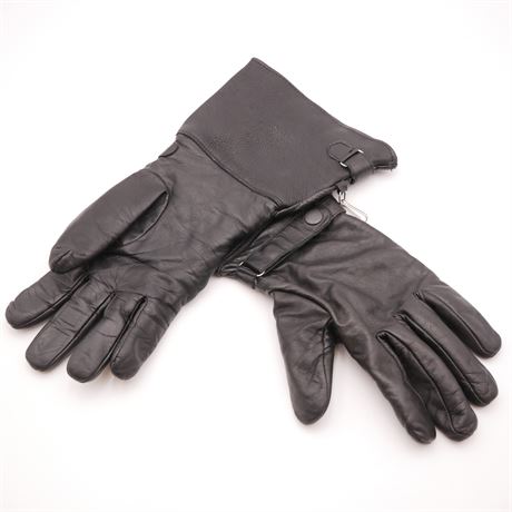 Pair of Vintage Leather Cold Weather Biker-Style Gloves