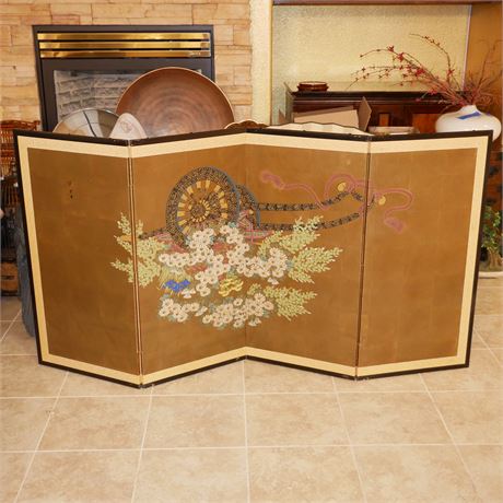 4-Panel Hand Painted Folding Screen
