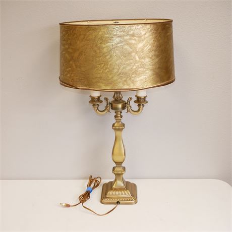 Hollywood Regency Style 2-Bulb Brass Table Lamp
