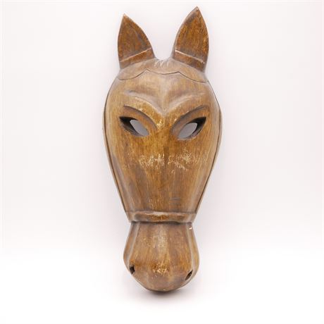 Carved Wooden Horse Mask Wall Art