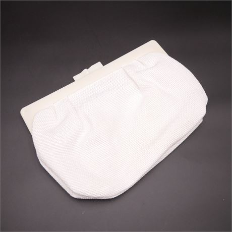 Woven White Fabric Clutch Bag