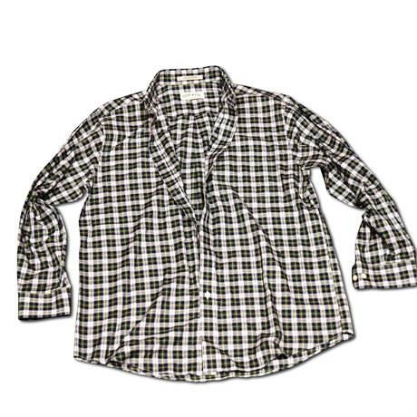 Orvis Green, White & Navy 100% Cotton Plaid Flannel Shirt Men's Size L