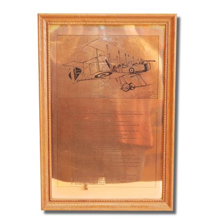 Framed Flight-Themed Copper Sign by Cotswold Etchings