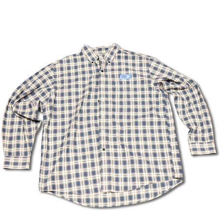 L.L. Bean Blue & White 100% Cotton Plaid Flannel Shirt Men's Size L