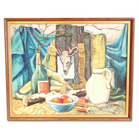 Framed Original Oil on Canvas Still Life Painting by Stanford