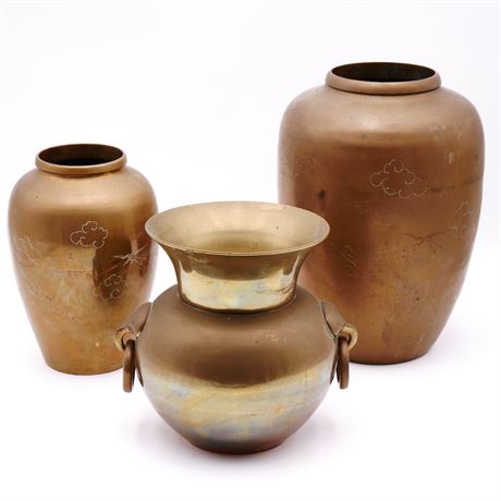 Solid Brass/Bronze Vases (Total of 3)