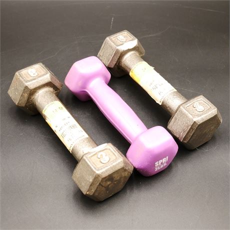 Lot of 3 Small Dumbbells