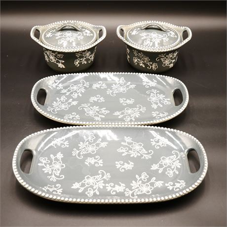 Temp-tations by Tara Floral Lace Lidded Soup Bowl w/Tray (Set of 2)