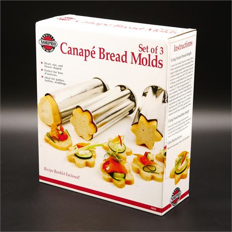 Norpro Set of 3 Canape Bread Molds - New in Box