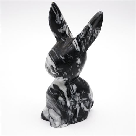 Black & White Marble Rabbit Figurine
