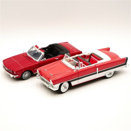 Lot of 2 Die Cast Red Convertibles 1:18 Scale
