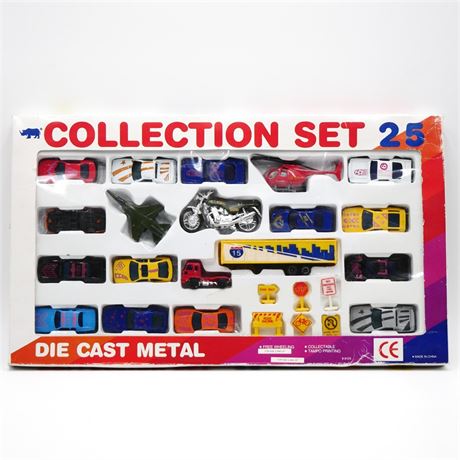 Rhino Planes, Trains, & Automobiles 25 Piece Die-Cast Collection Set