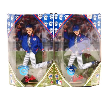 Pair of Chicago Cubs Collector's Edition Barbie Dolls