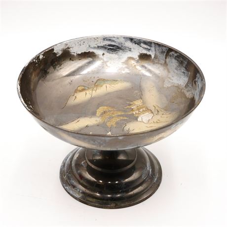 Etched Metal Decorative Pedestal Bowl