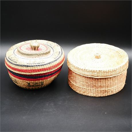 Woven Basket w/Lid (Total of 2)