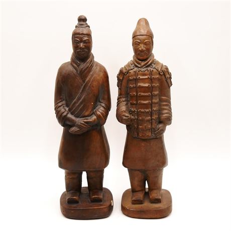 Pair of Ceramic Warriors of Xian Terracotta Warrior Statues by HPI