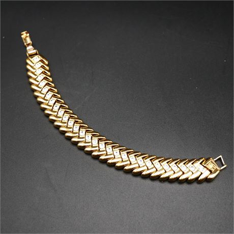 Mod Thick Link Bracelet w/Rhinestones
