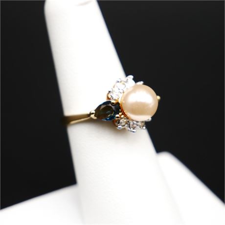 Imitation Pearl & Synthetic Gemstone Ring