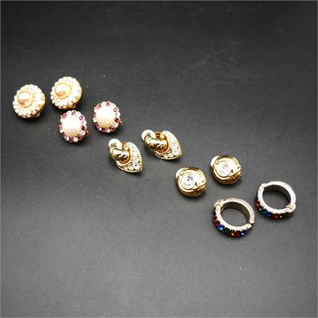 Lot of 5 Pairs Costume Jewelry Clip-On Earrings