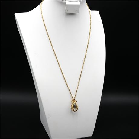 Joan Rivers Gold-Tone Rope Chain Necklace w/Clear Glass Egg Pendant