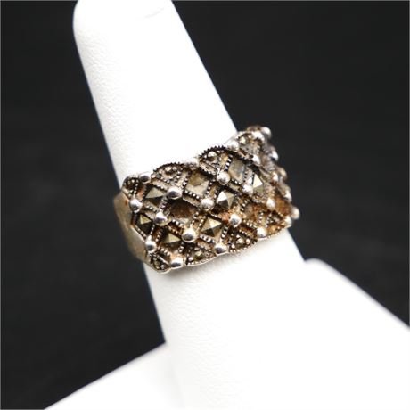 925 Sterling Silver & Marcasite Ring